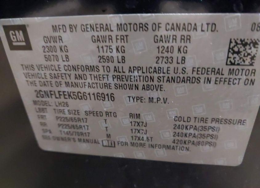 Photo 9 of 2016 Chevrolet Equinox LT (VIN 2GNFLFEK5G6116916)