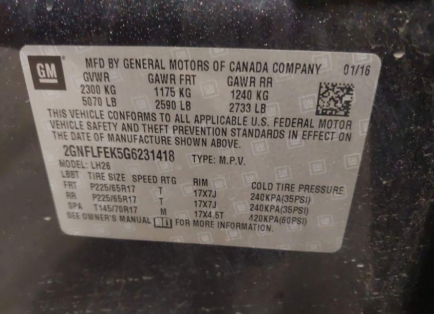 Photo 9 of 2016 Chevrolet Equinox LT (VIN 2GNFLFEK5G6231418)