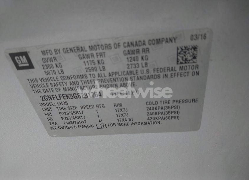 Photo 9 of 2016 Chevrolet Equinox LT (VIN 2GNFLFEK5G6291764)