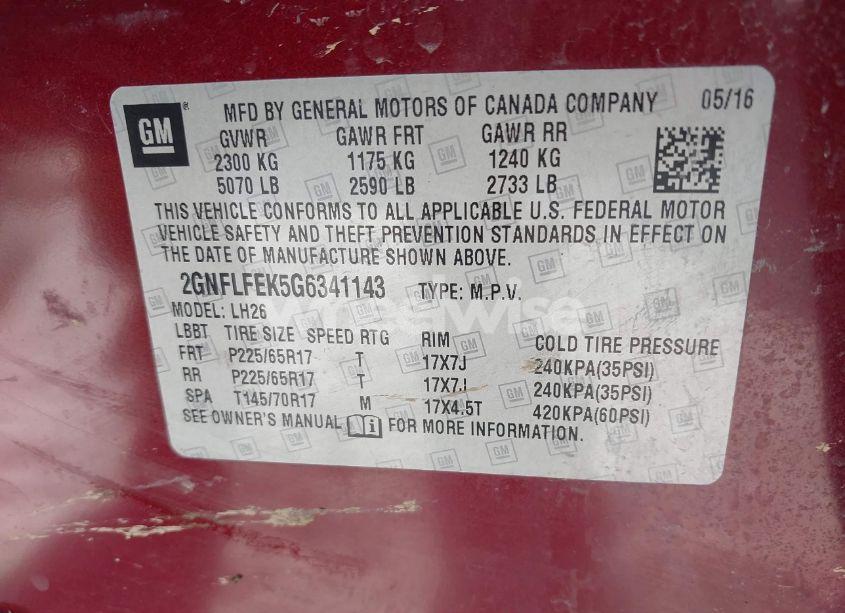 Photo 9 of 2016 Chevrolet Equinox LT (VIN 2GNFLFEK5G6341143)