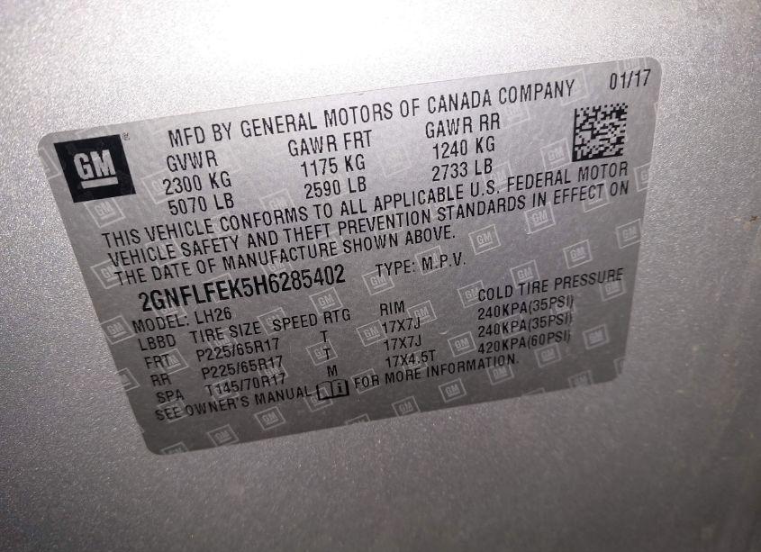 Photo 9 of 2017 Chevrolet Equinox LT (VIN 2GNFLFEK5H6285402)