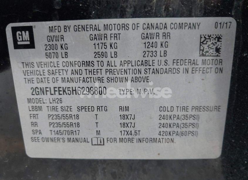 Photo 9 of 2017 Chevrolet Equinox LT (VIN 2GNFLFEK5H6298800)