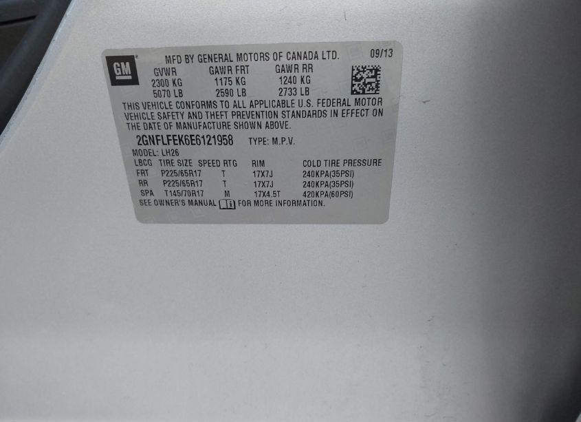 Photo 9 of 2014 Chevrolet Equinox 1LT (VIN 2GNFLFEK6E6121958)