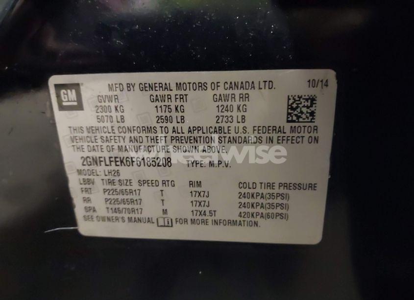 Photo 9 of 2015 Chevrolet Equinox 1LT (VIN 2GNFLFEK6F6185208)