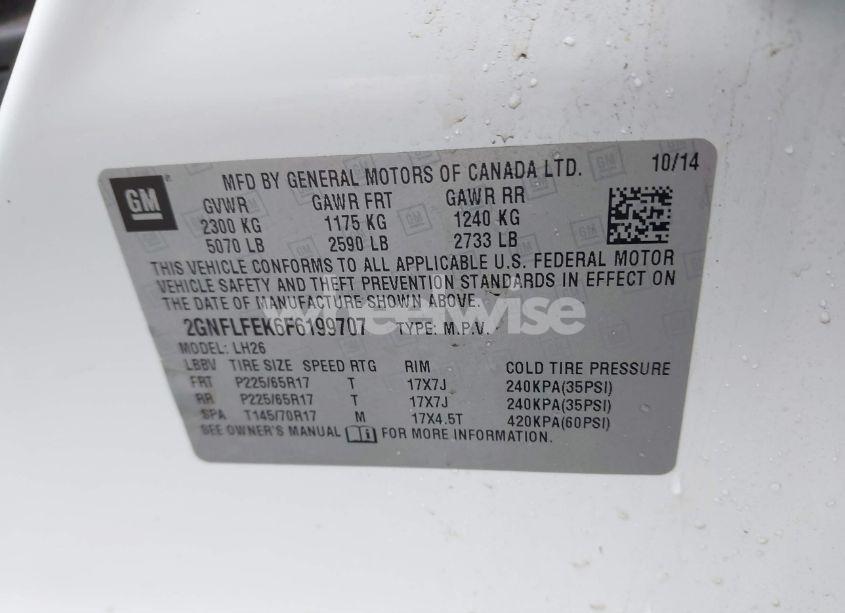 Photo 9 of 2015 Chevrolet Equinox 1LT (VIN 2GNFLFEK6F6199707)