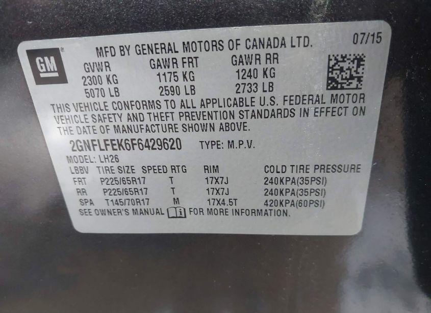 Photo 9 of 2015 Chevrolet Equinox 1LT (VIN 2GNFLFEK6F6429620)