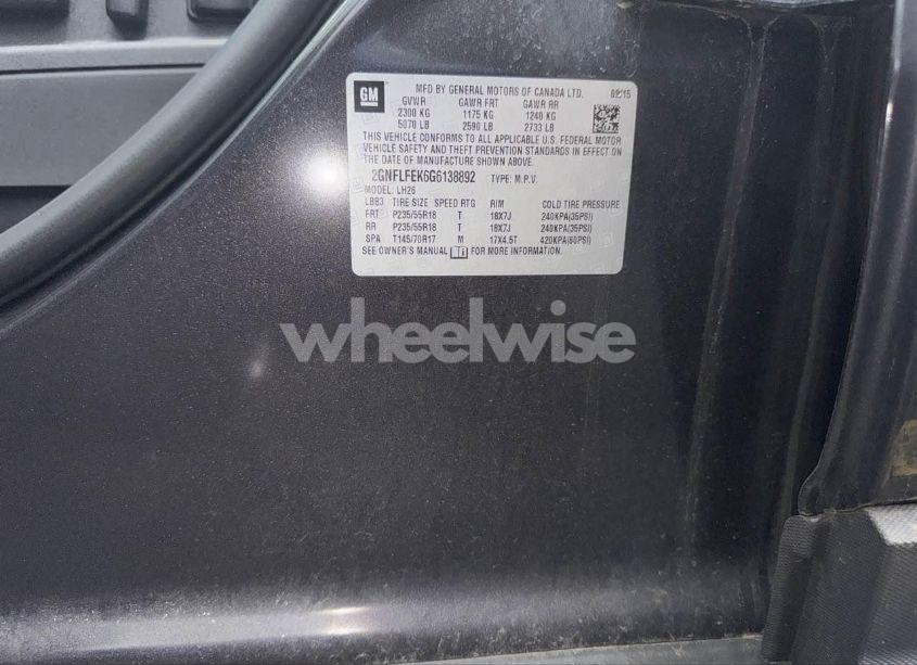 Photo 9 of 2016 Chevrolet Equinox LT (VIN 2GNFLFEK6G6138892)