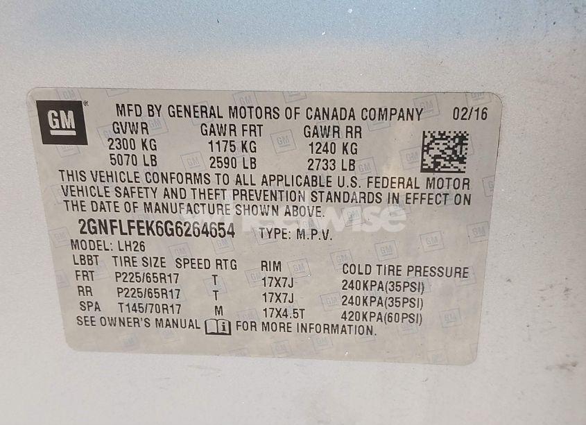 Photo 9 of 2016 Chevrolet Equinox LT (VIN 2GNFLFEK6G6264654)