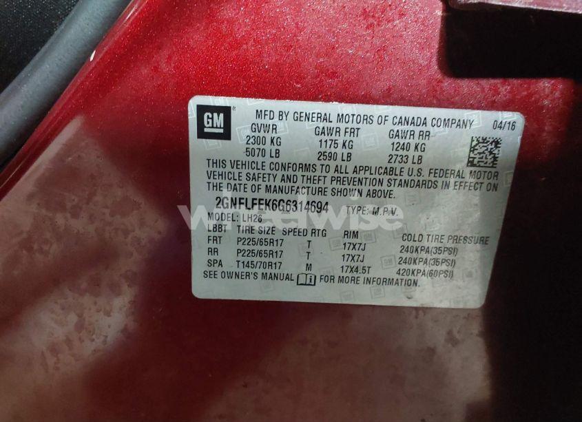 Photo 9 of 2016 Chevrolet Equinox LT (VIN 2GNFLFEK6G6314694)