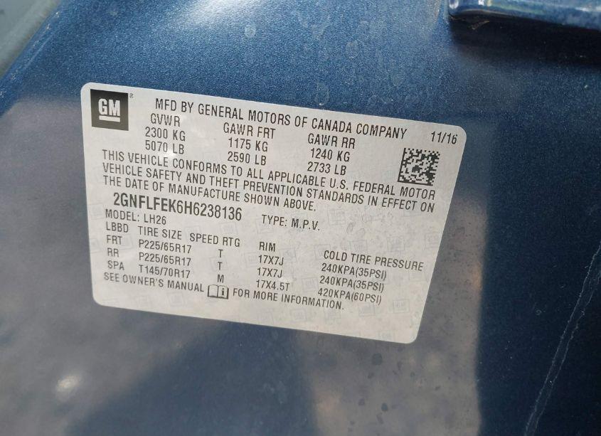 Photo 9 of 2017 Chevrolet Equinox LT (VIN 2GNFLFEK6H6238136)