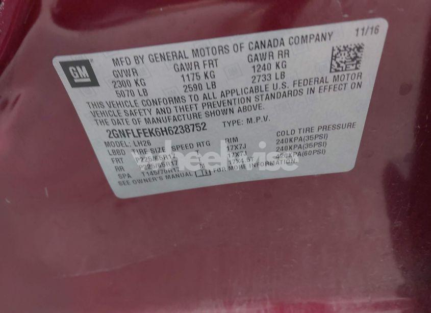 Photo 9 of 2017 Chevrolet Equinox LT (VIN 2GNFLFEK6H6238752)