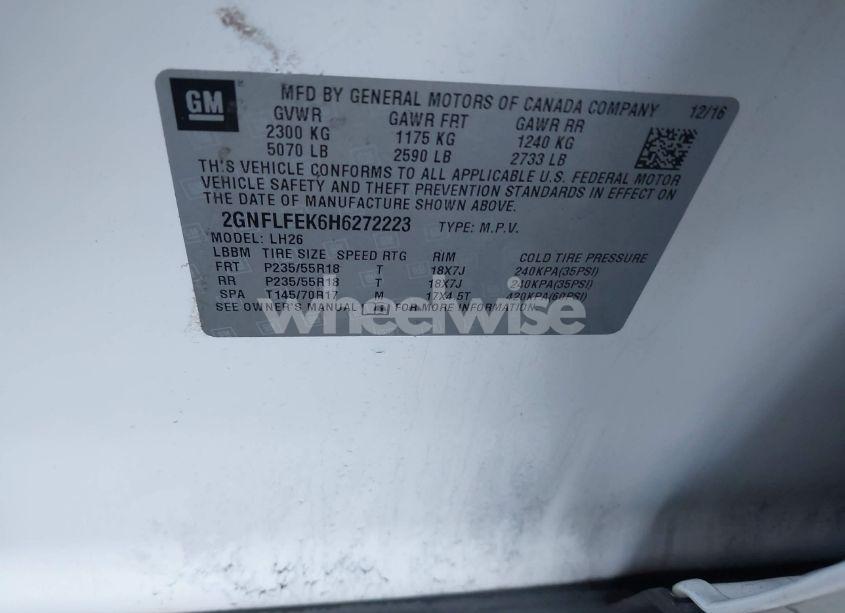 Photo 9 of 2017 Chevrolet Equinox LT (VIN 2GNFLFEK6H6272223)