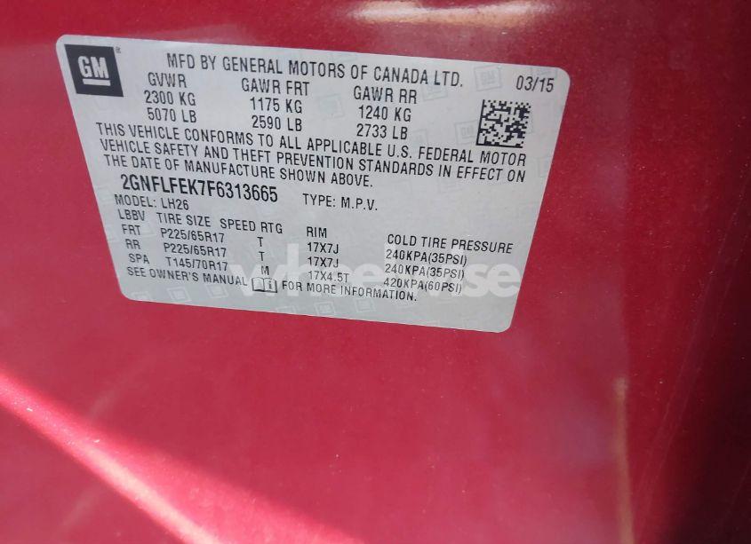 Photo 9 of 2015 Chevrolet Equinox 1LT (VIN 2GNFLFEK7F6313665)