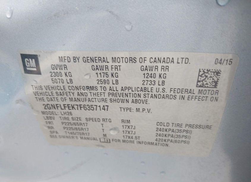 Photo 9 of 2015 Chevrolet Equinox 1LT (VIN 2GNFLFEK7F6357147)