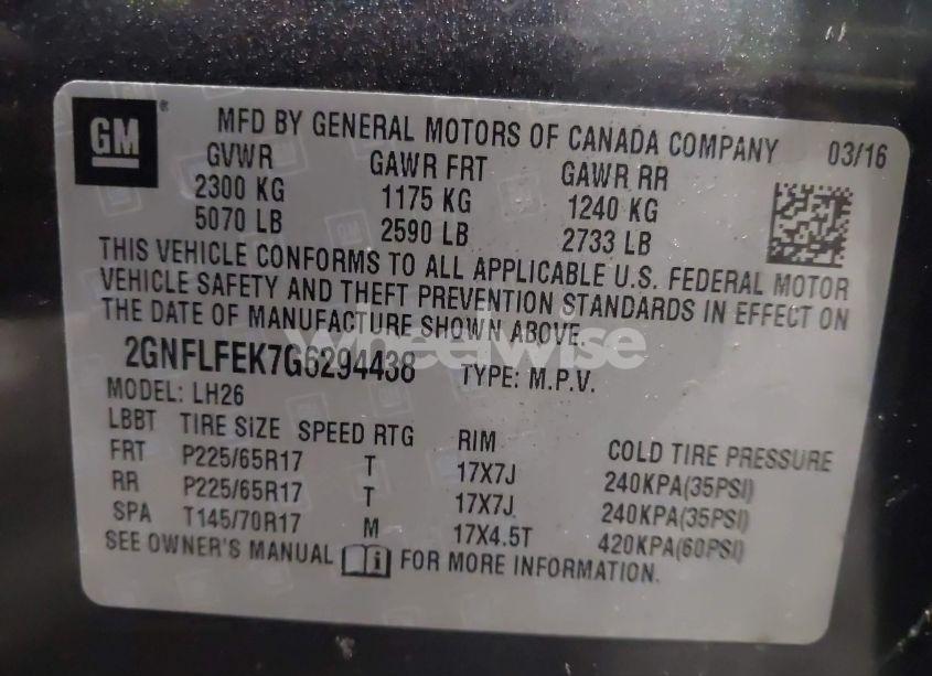 Photo 9 of 2016 Chevrolet Equinox LT (VIN 2GNFLFEK7G6294438)