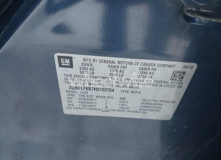 Photo 9 of 2017 Chevrolet Equinox LT (VIN 2GNFLFEK7H6103764)