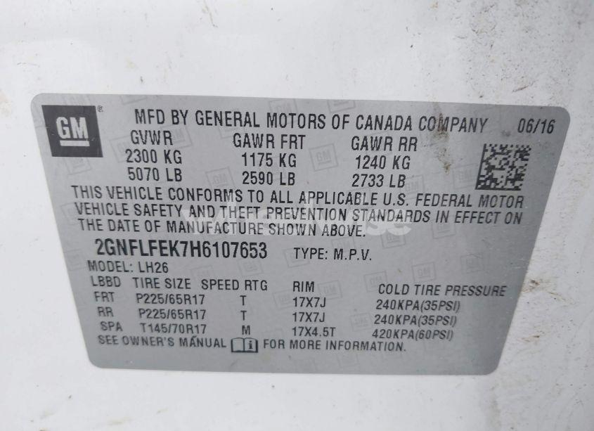 Photo 9 of 2017 Chevrolet Equinox LT (VIN 2GNFLFEK7H6107653)