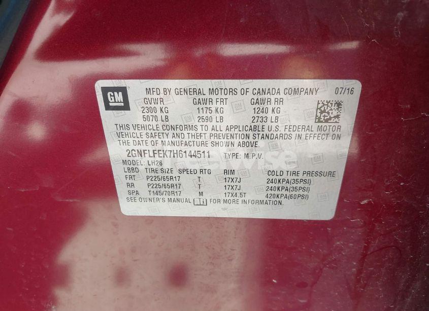 Photo 9 of 2017 Chevrolet Equinox LT (VIN 2GNFLFEK7H6144511)