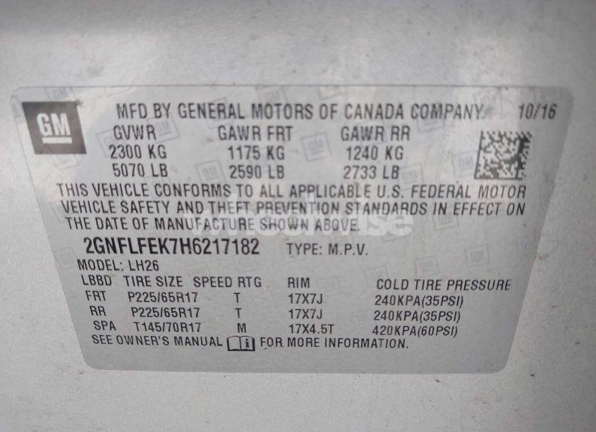 Photo 9 of 2017 Chevrolet Equinox LT (VIN 2GNFLFEK7H6217182)