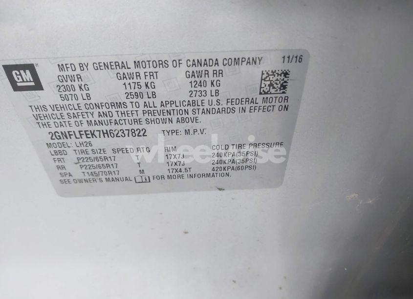 Photo 9 of 2017 Chevrolet Equinox LT (VIN 2GNFLFEK7H6237822)