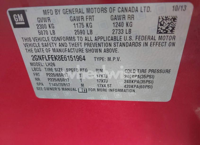 Photo 9 of 2014 Chevrolet Equinox 1LT (VIN 2GNFLFEK8E6151964)