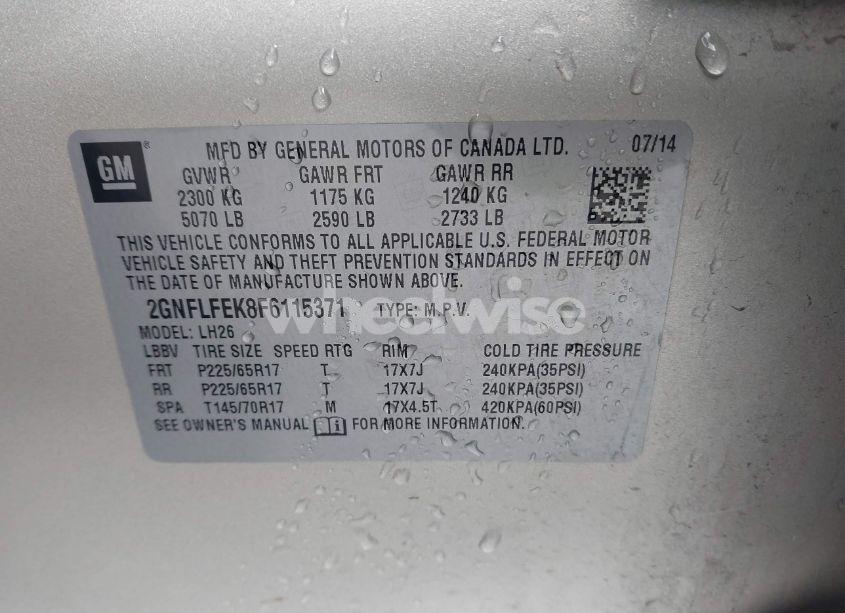 Photo 9 of 2015 Chevrolet Equinox 1LT (VIN 2GNFLFEK8F6115371)