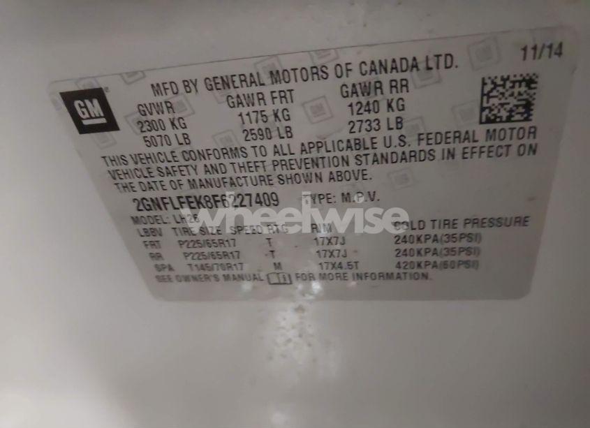 Photo 9 of 2015 Chevrolet Equinox 1LT (VIN 2GNFLFEK8F6227409)