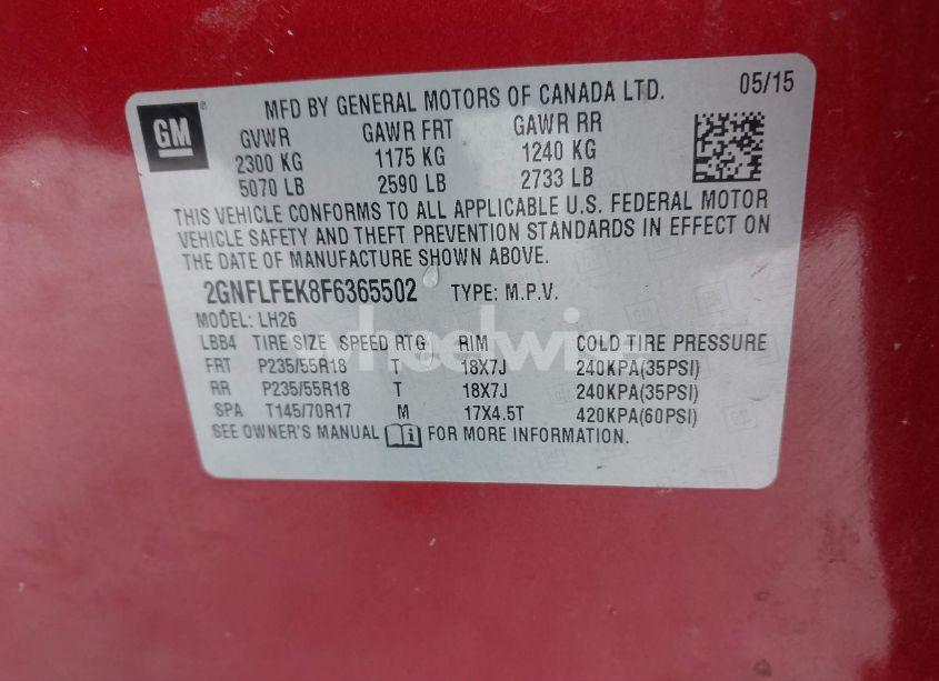 Photo 9 of 2015 Chevrolet Equinox 1LT (VIN 2GNFLFEK8F6365502)