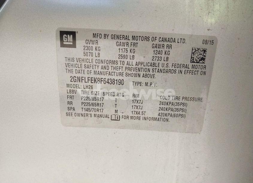 Photo 9 of 2015 Chevrolet Equinox 1LT (VIN 2GNFLFEK8F6438190)