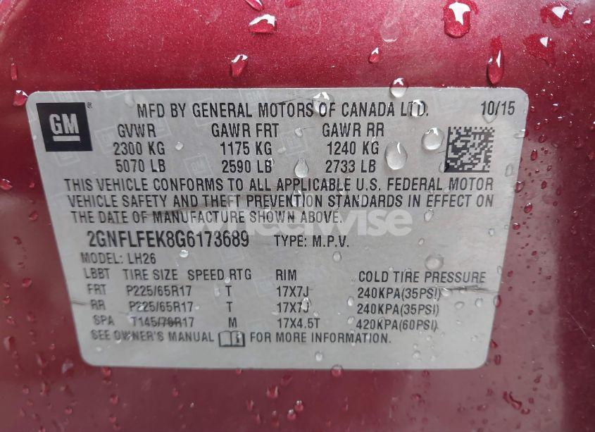 Photo 9 of 2016 Chevrolet Equinox LT (VIN 2GNFLFEK8G6173689)