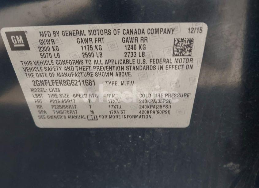 Photo 9 of 2016 Chevrolet Equinox LT (VIN 2GNFLFEK8G6211681)