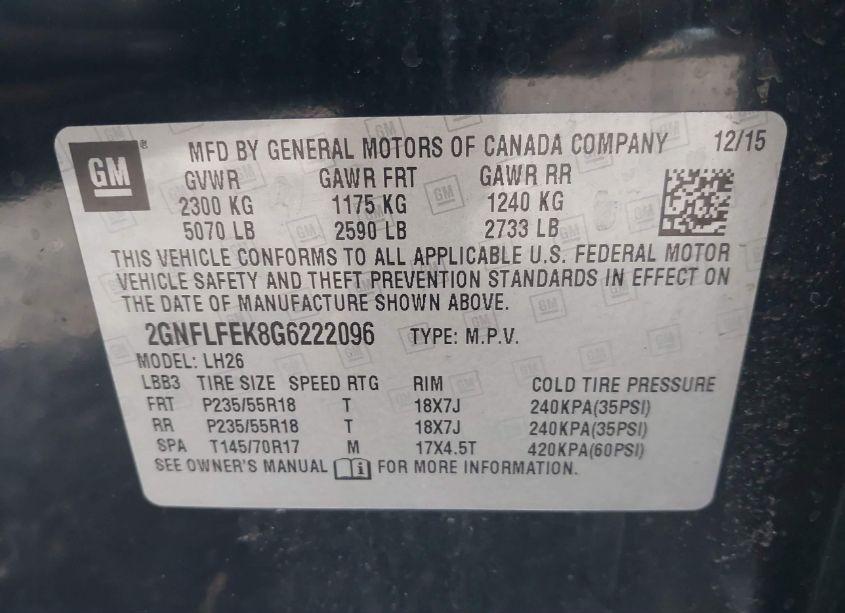 Photo 9 of 2016 Chevrolet Equinox LT (VIN 2GNFLFEK8G6222096)