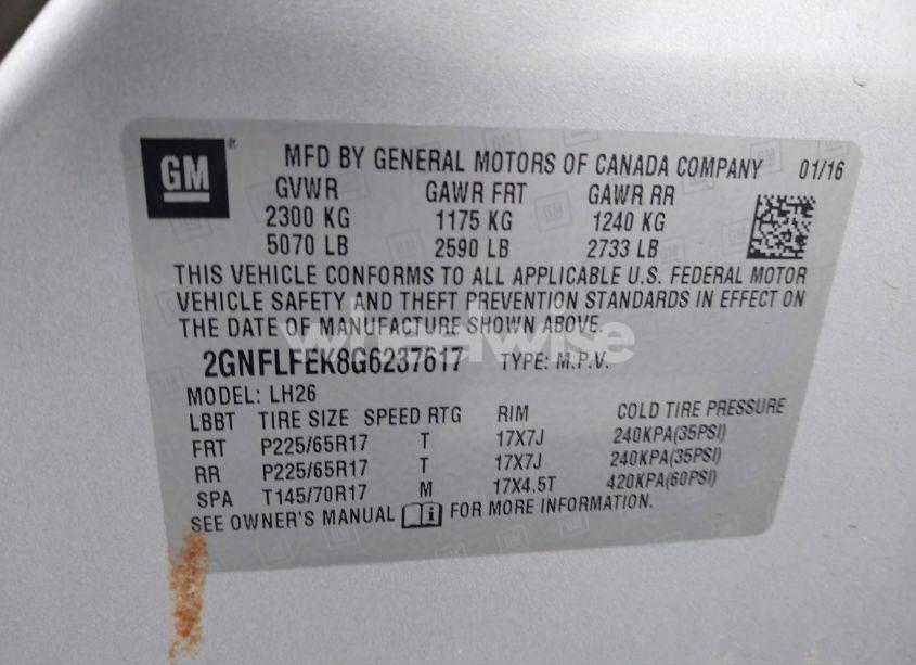 Photo 9 of 2016 Chevrolet Equinox LT (VIN 2GNFLFEK8G6237617)