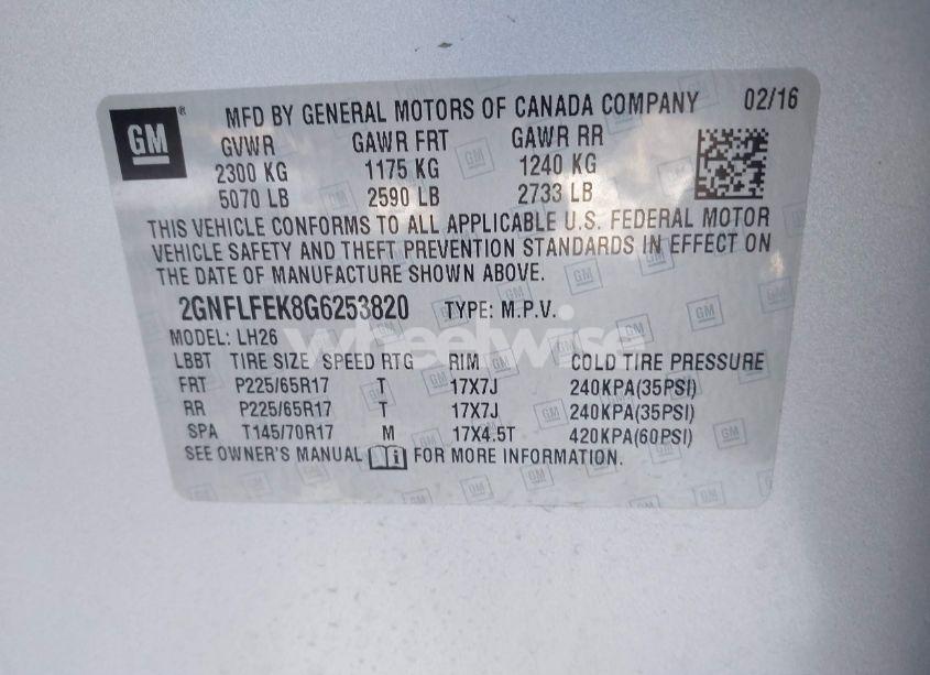 Photo 9 of 2016 Chevrolet Equinox LT (VIN 2GNFLFEK8G6253820)