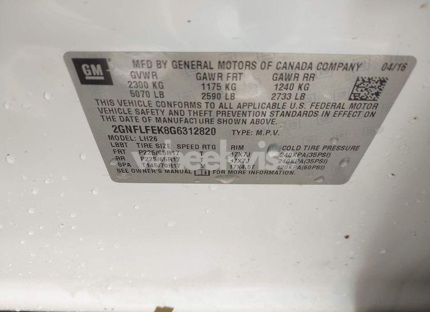 Photo 9 of 2016 Chevrolet Equinox LT (VIN 2GNFLFEK8G6312820)