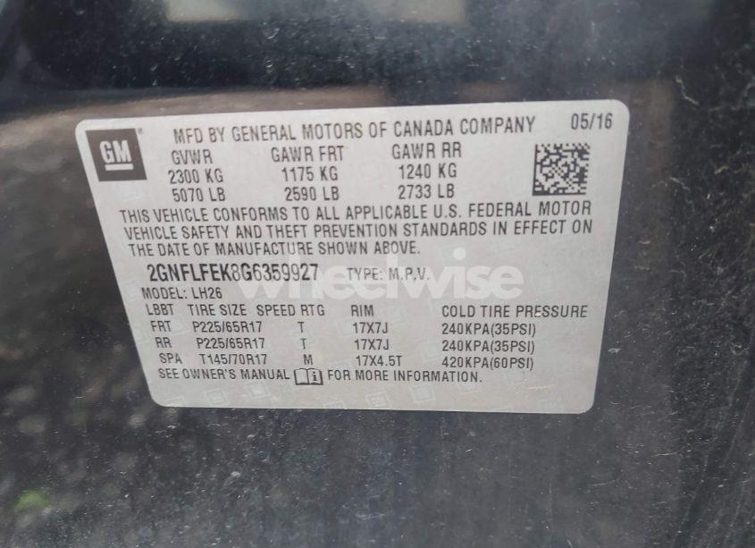 Photo 9 of 2016 Chevrolet Equinox LT (VIN 2GNFLFEK8G6359927)