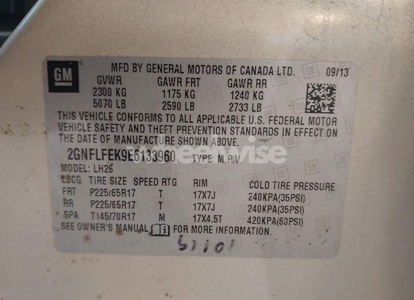 Photo 9 of 2014 Chevrolet Equinox 1LT (VIN 2GNFLFEK9E6133960)