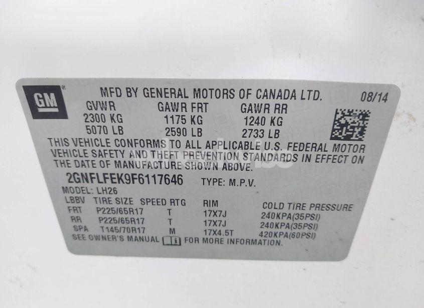 Photo 9 of 2015 Chevrolet Equinox 1LT (VIN 2GNFLFEK9F6117646)