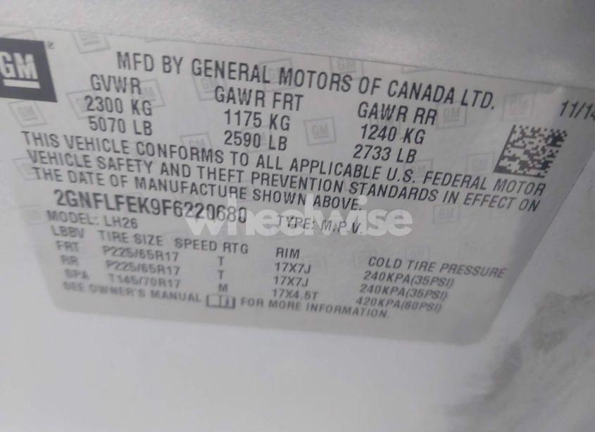 Photo 9 of 2015 Chevrolet Equinox 1LT (VIN 2GNFLFEK9F6220680)