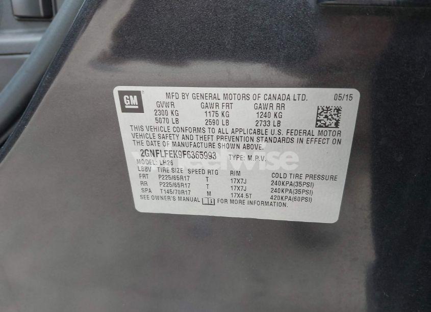 Photo 9 of 2015 Chevrolet Equinox 1LT (VIN 2GNFLFEK9F6365993)