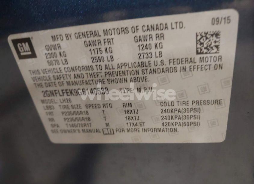 Photo 9 of 2016 Chevrolet Equinox LT (VIN 2GNFLFEK9G6140538)