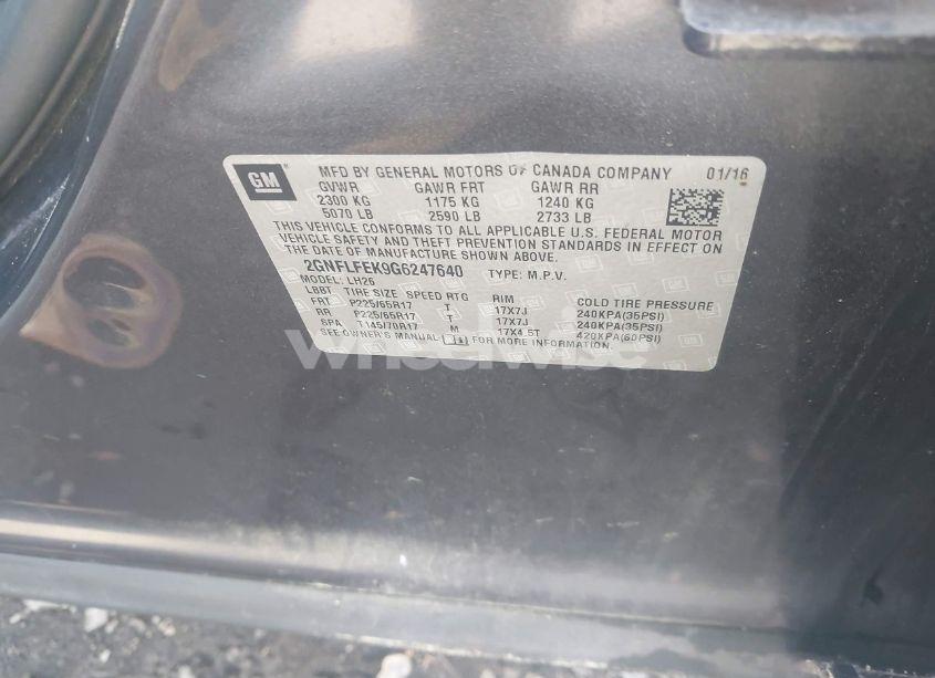 Photo 9 of 2016 Chevrolet Equinox LT (VIN 2GNFLFEK9G6247640)