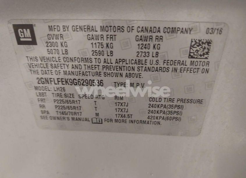 Photo 9 of 2016 Chevrolet Equinox LT (VIN 2GNFLFEK9G6290536)