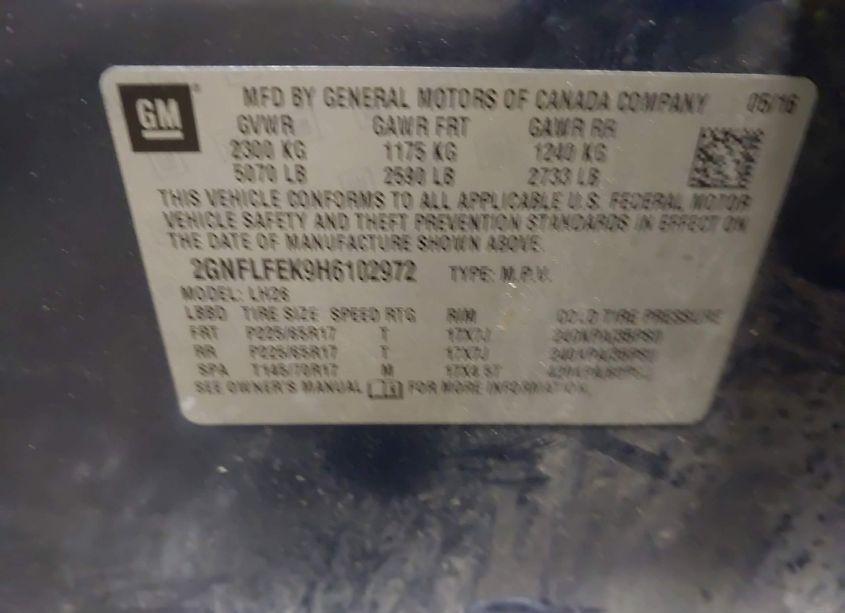 Photo 9 of 2017 Chevrolet Equinox LT (VIN 2GNFLFEK9H6102972)