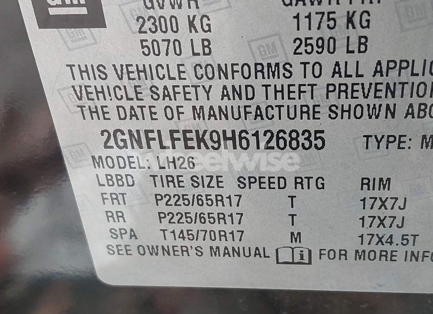 Photo 9 of 2017 Chevrolet Equinox LT (VIN 2GNFLFEK9H6126835)