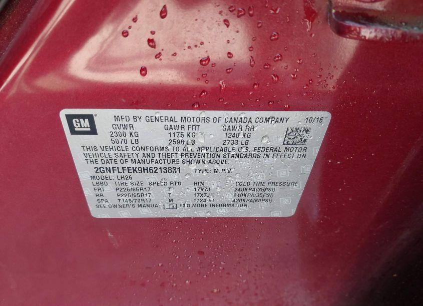 Photo 9 of 2017 Chevrolet Equinox LT (VIN 2GNFLFEK9H6213831)