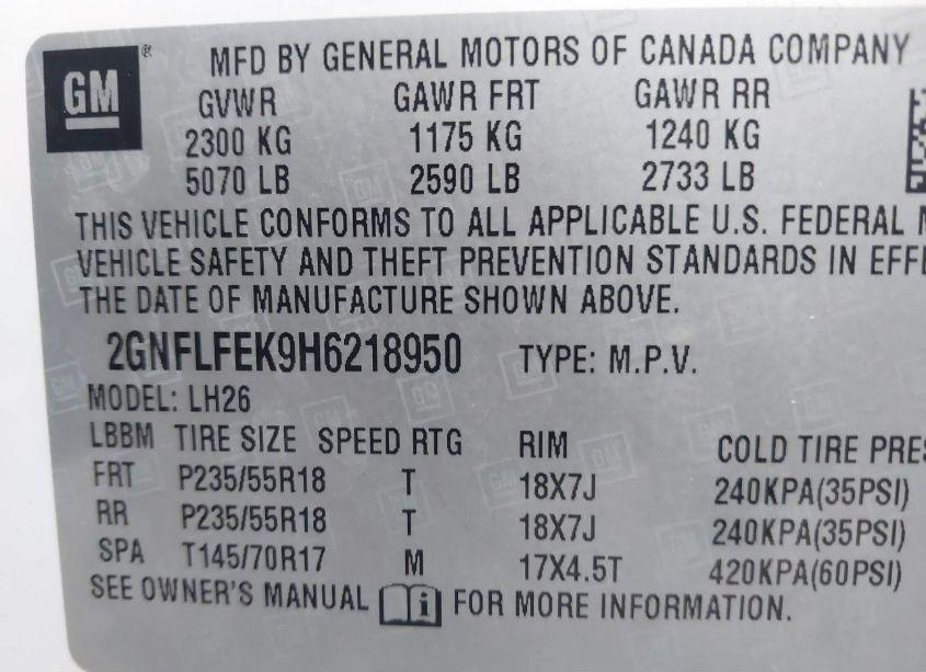 Photo 9 of 2017 Chevrolet Equinox LT (VIN 2GNFLFEK9H6218950)