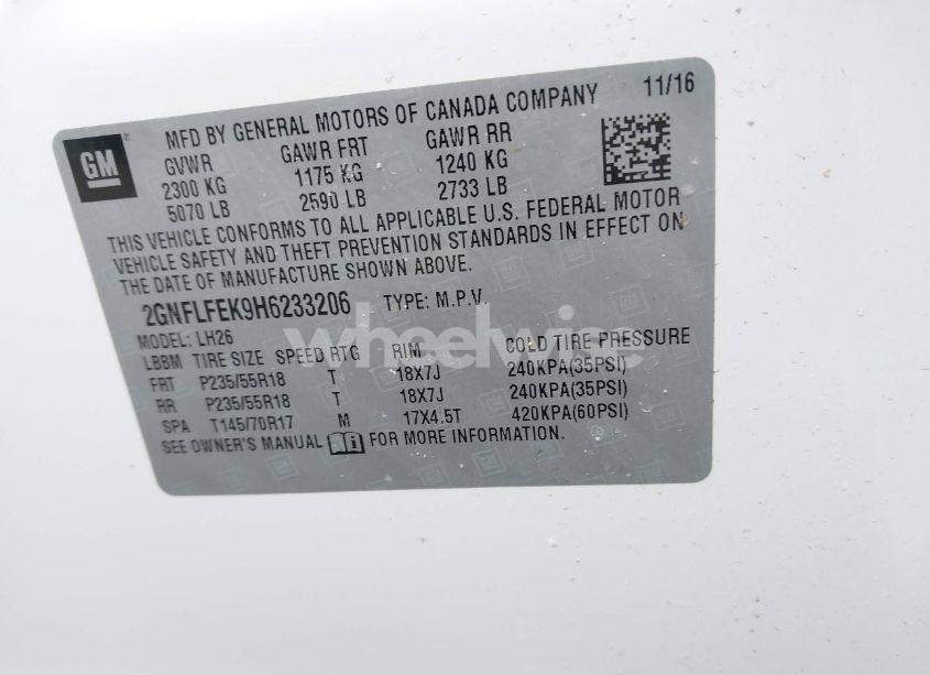 Photo 9 of 2017 Chevrolet Equinox LT (VIN 2GNFLFEK9H6233206)