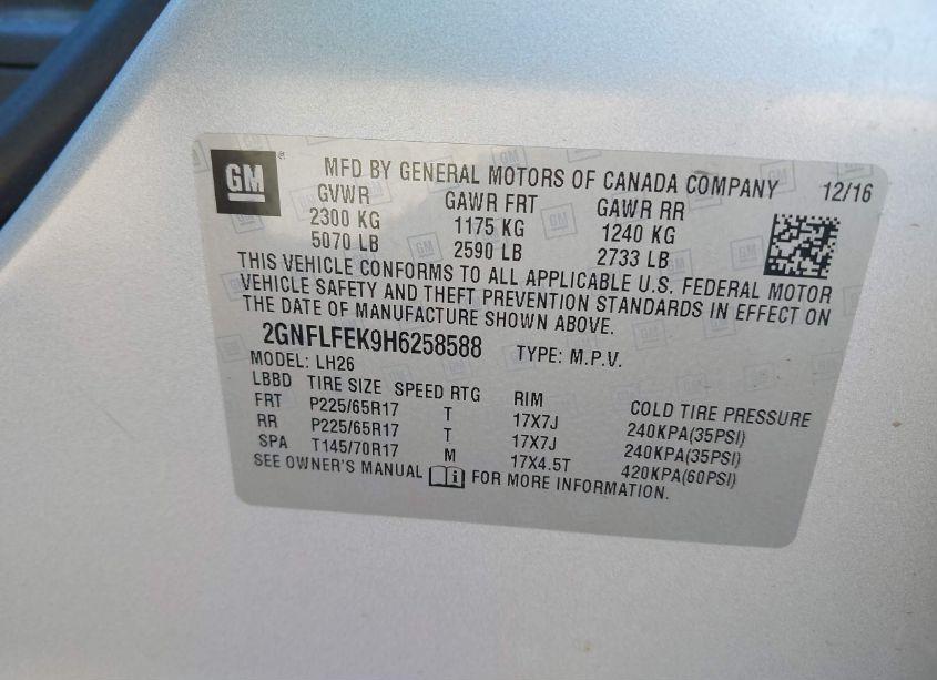 Photo 9 of 2017 Chevrolet Equinox LT (VIN 2GNFLFEK9H6258588)