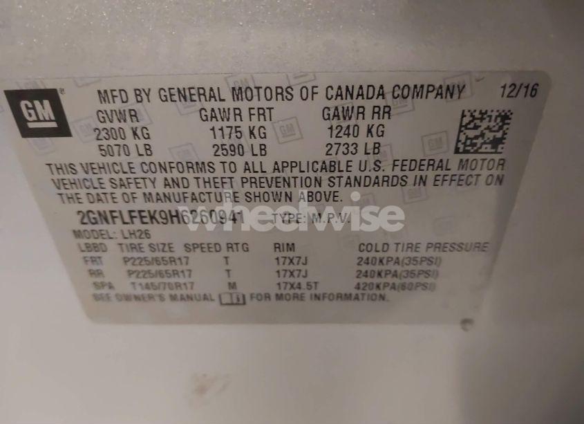 Photo 9 of 2017 Chevrolet Equinox LT (VIN 2GNFLFEK9H6260941)